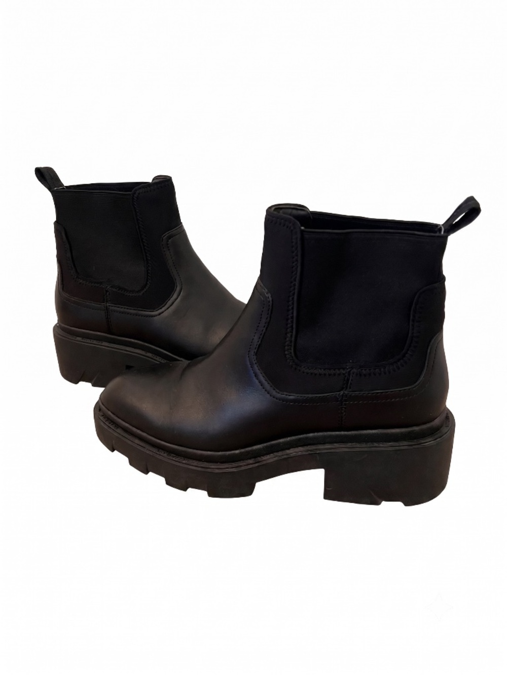 Mastro S Black Leather Lug Sole Chelsea Boots